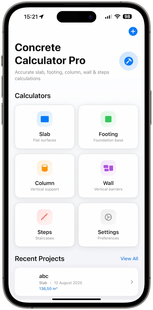 Concrete Calculator Pro app screenshot 1