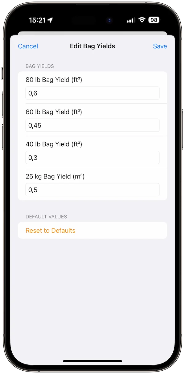 Concrete Calculator Pro app screenshot 6