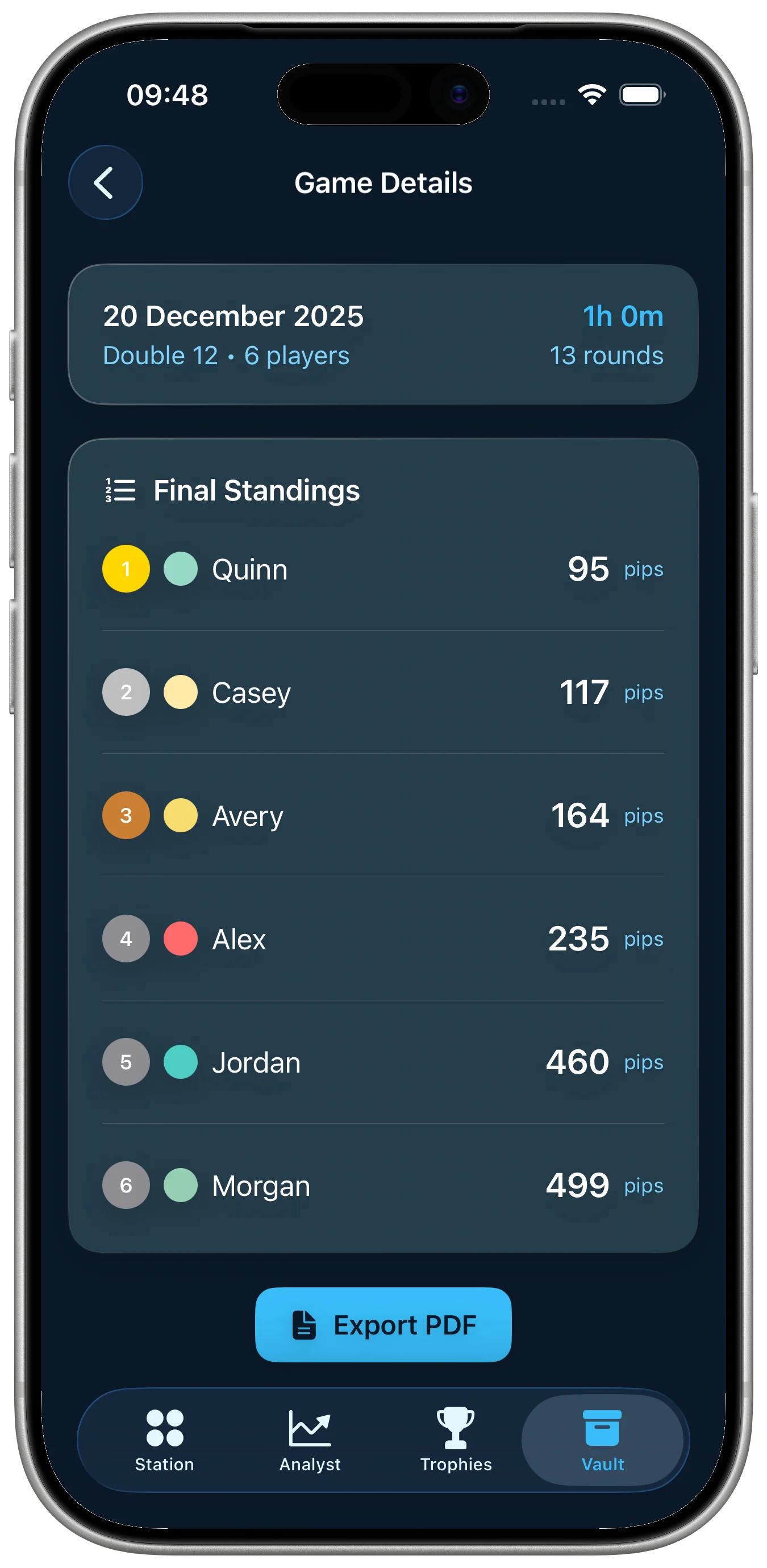 Domino Master Scoreboard settings screen