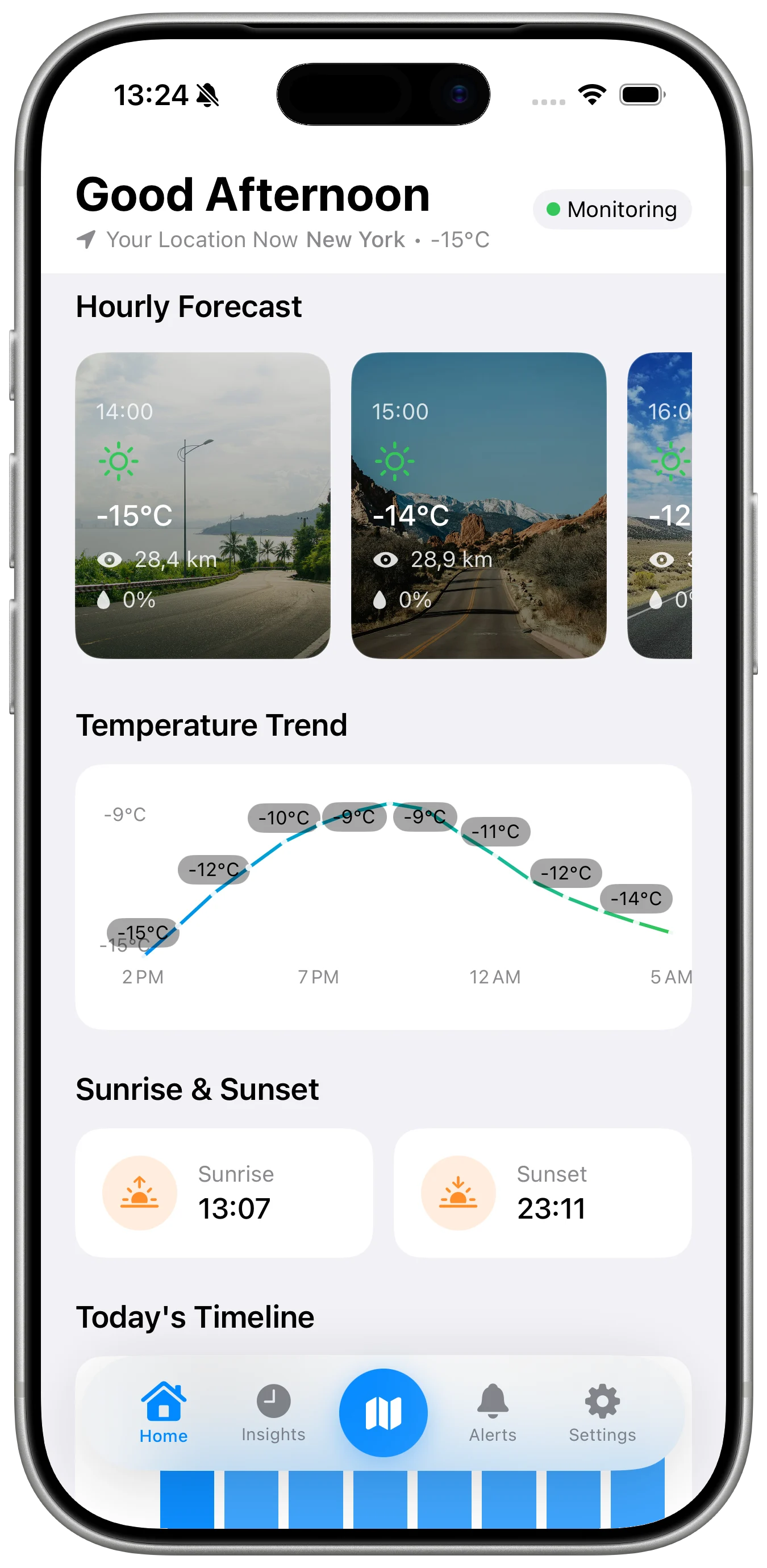 DriveSafe Fog and Snow driving insights screen