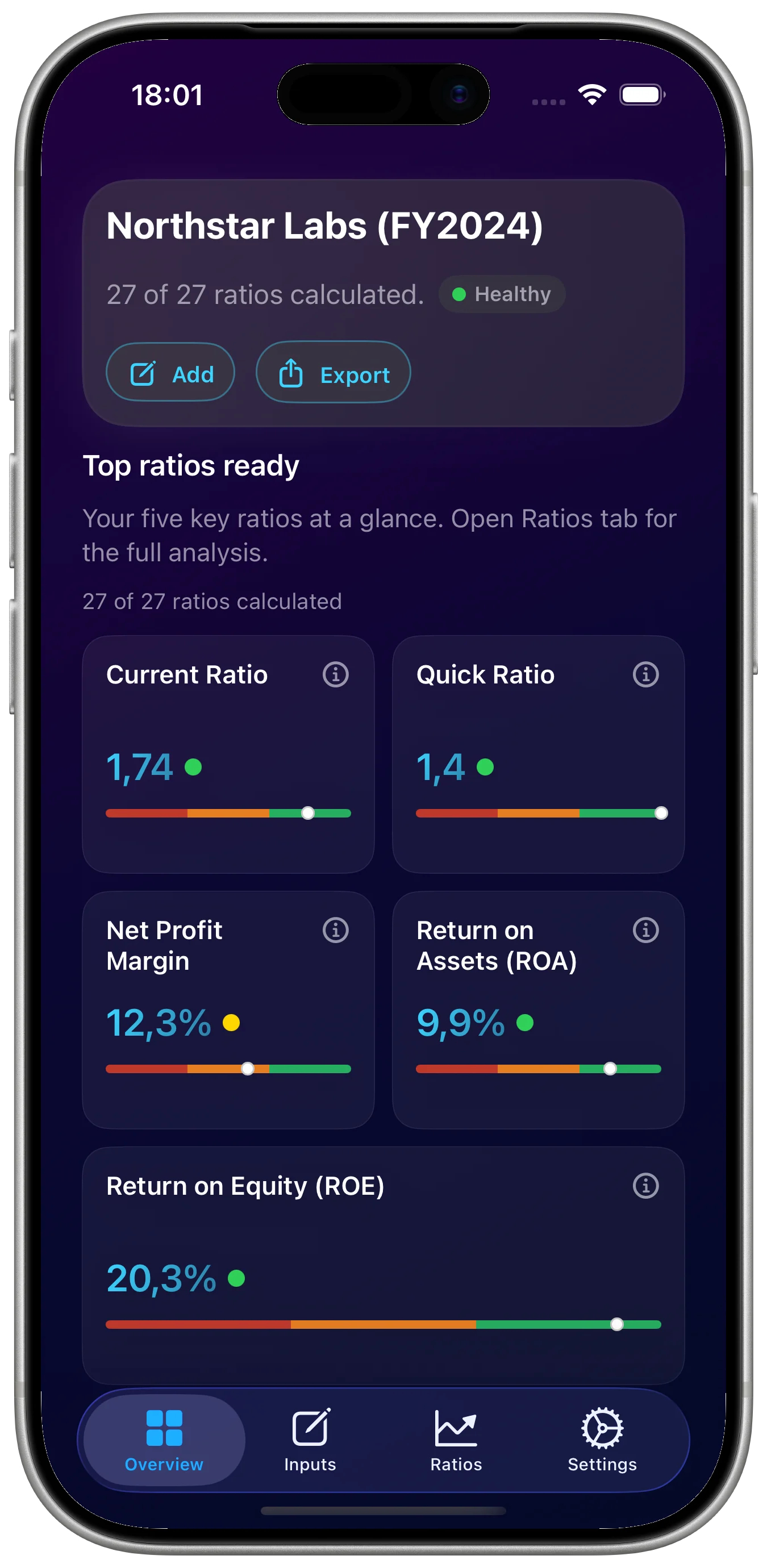 Financial Ratios Pro app screenshot 1