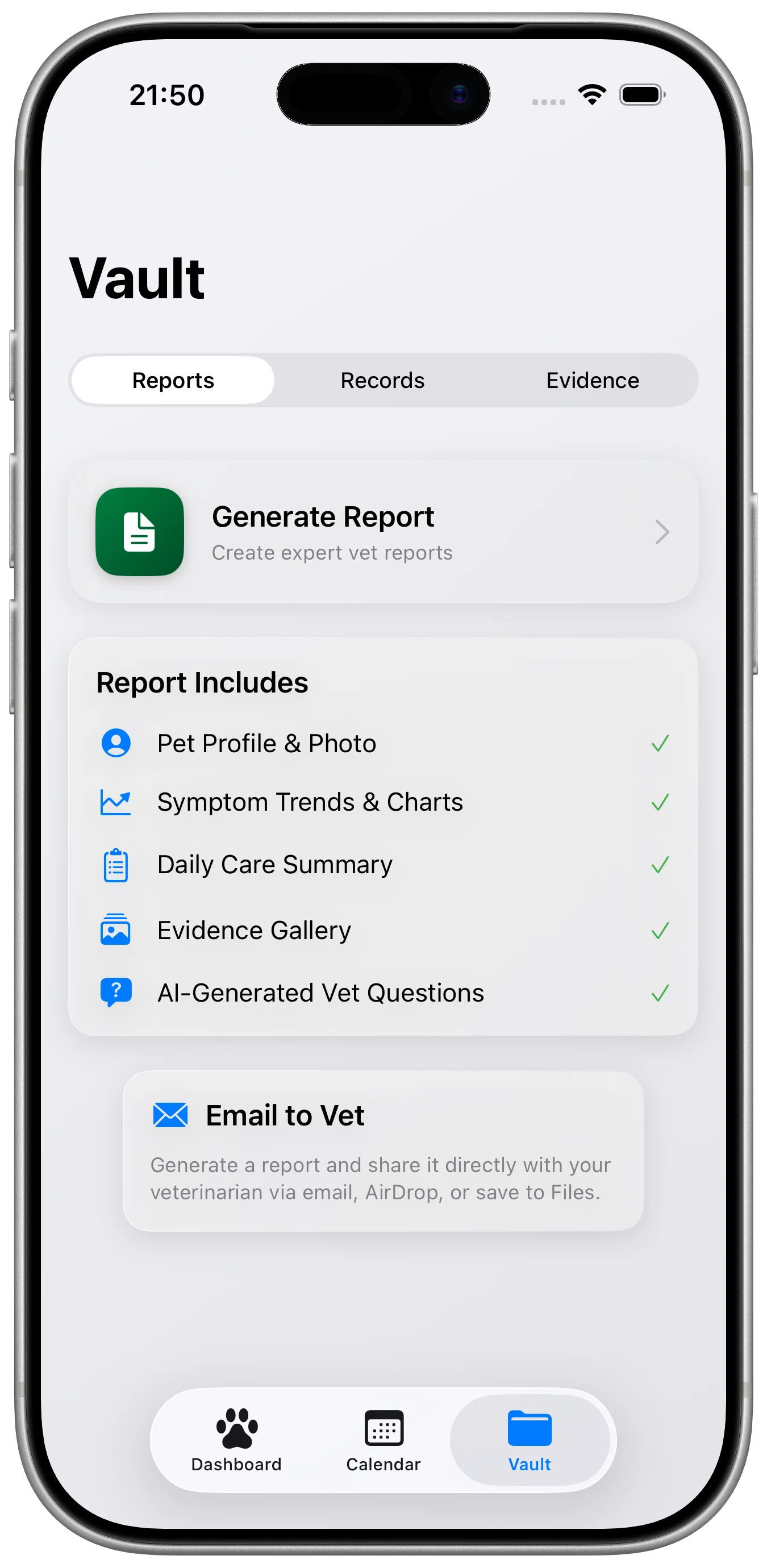 PetLog AI Health Tracker medication tracking screen