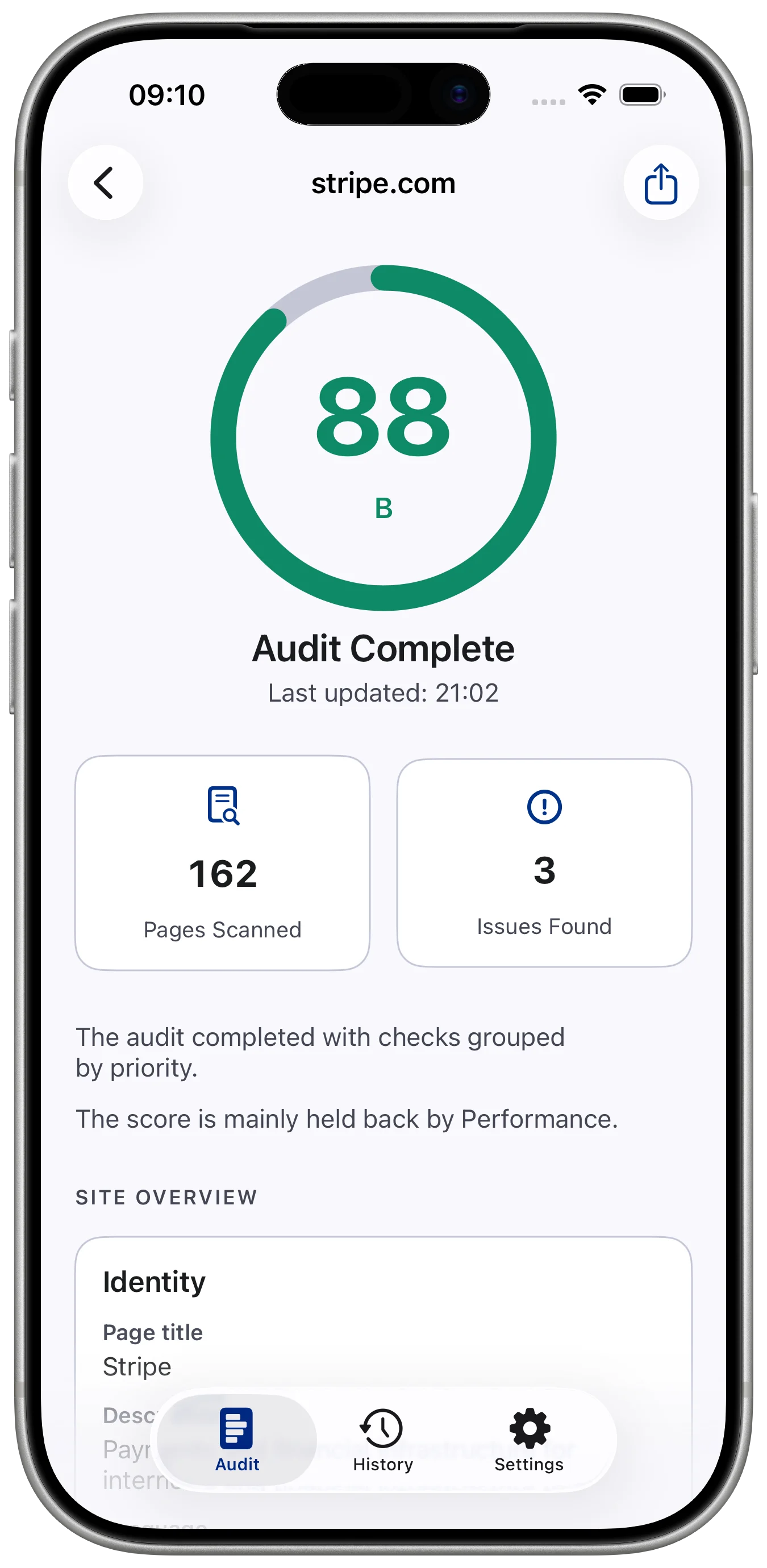 SEO Audit Site Checker audit entry screen