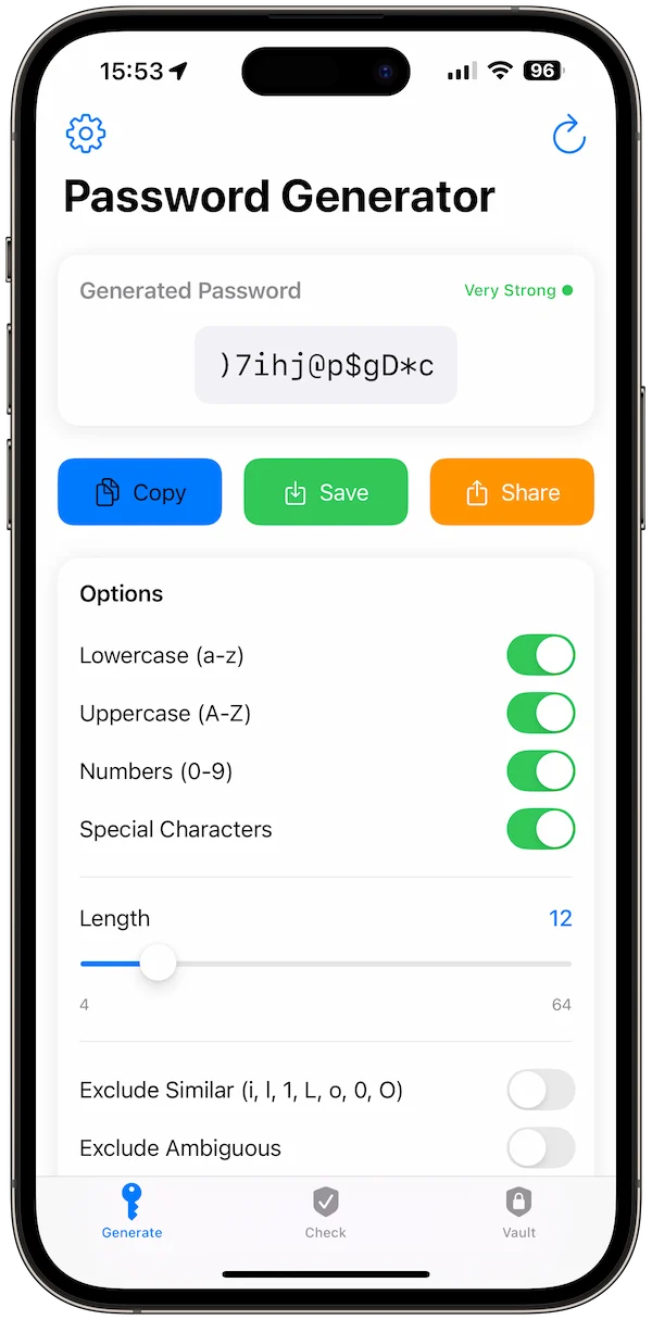 StrongPass Password Generator app screenshot 1