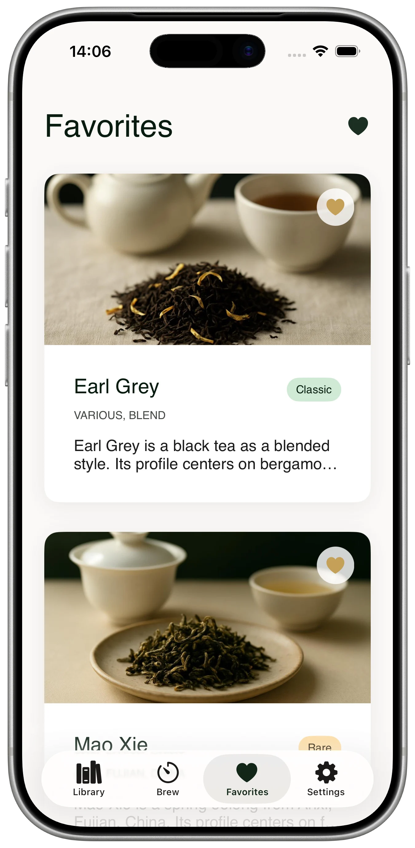 Tea Brewing Master settings screen