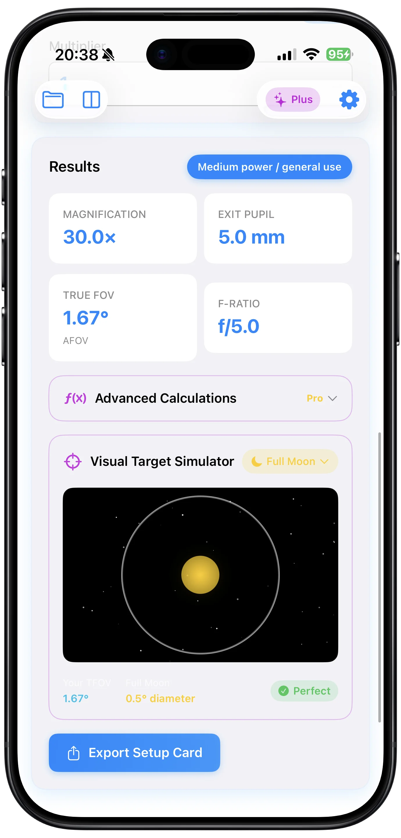 Telescope Eyepiece Calculator app screenshot 2
