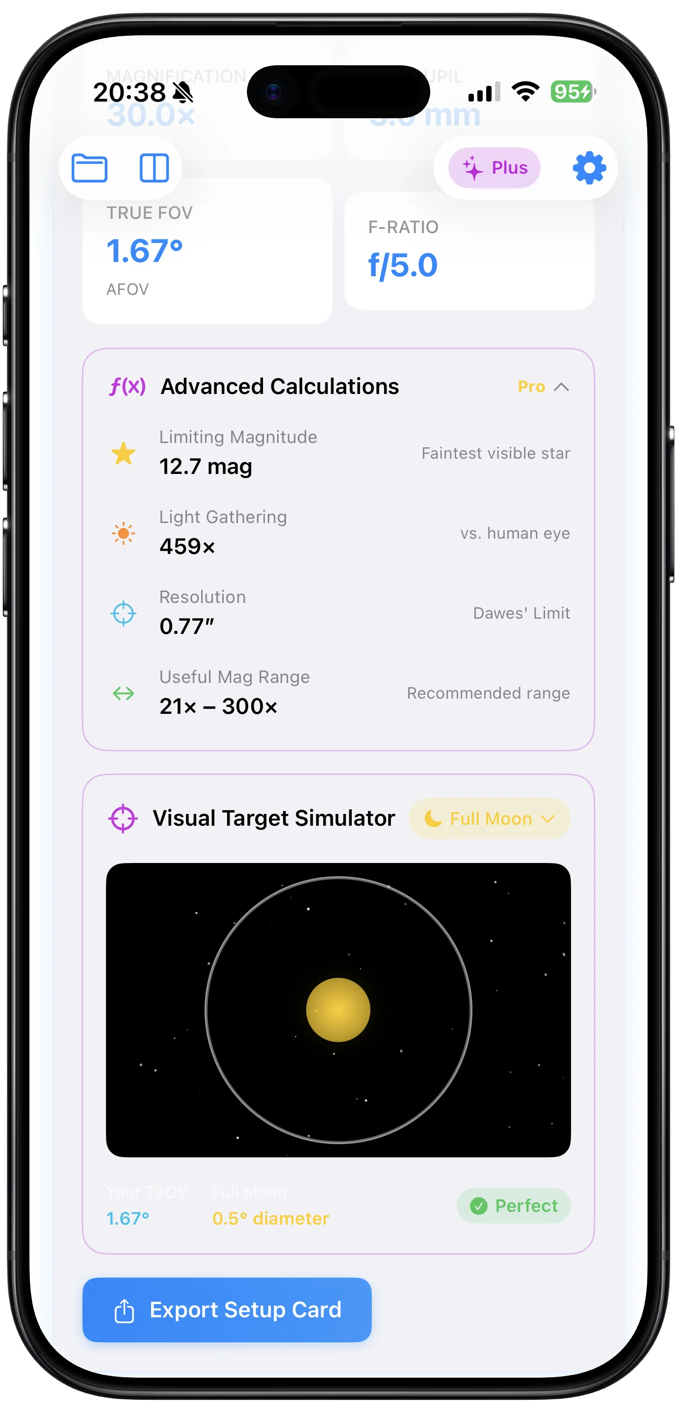 Telescope Eyepiece Calculator app screenshot 3
