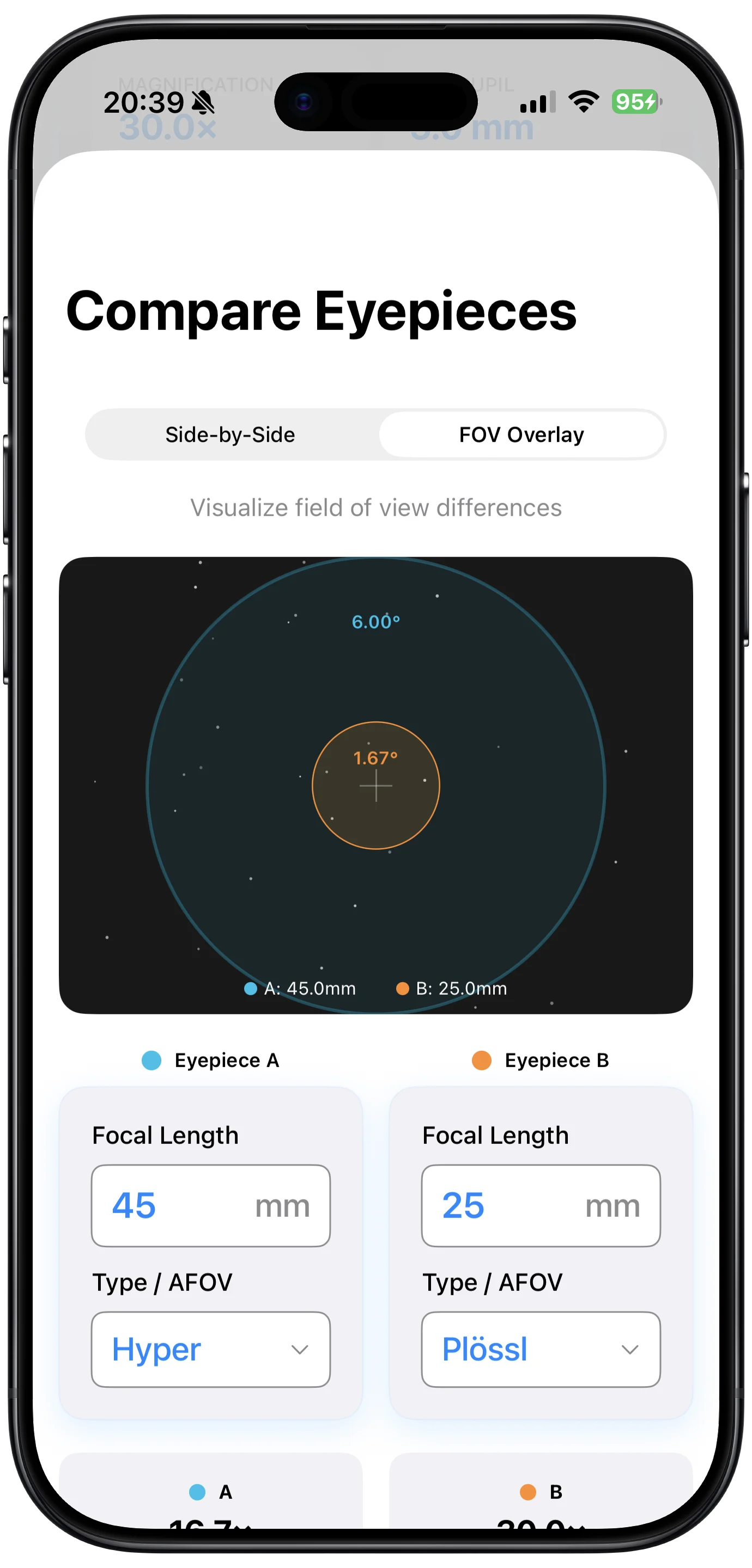 Telescope Eyepiece Calculator app screenshot 6